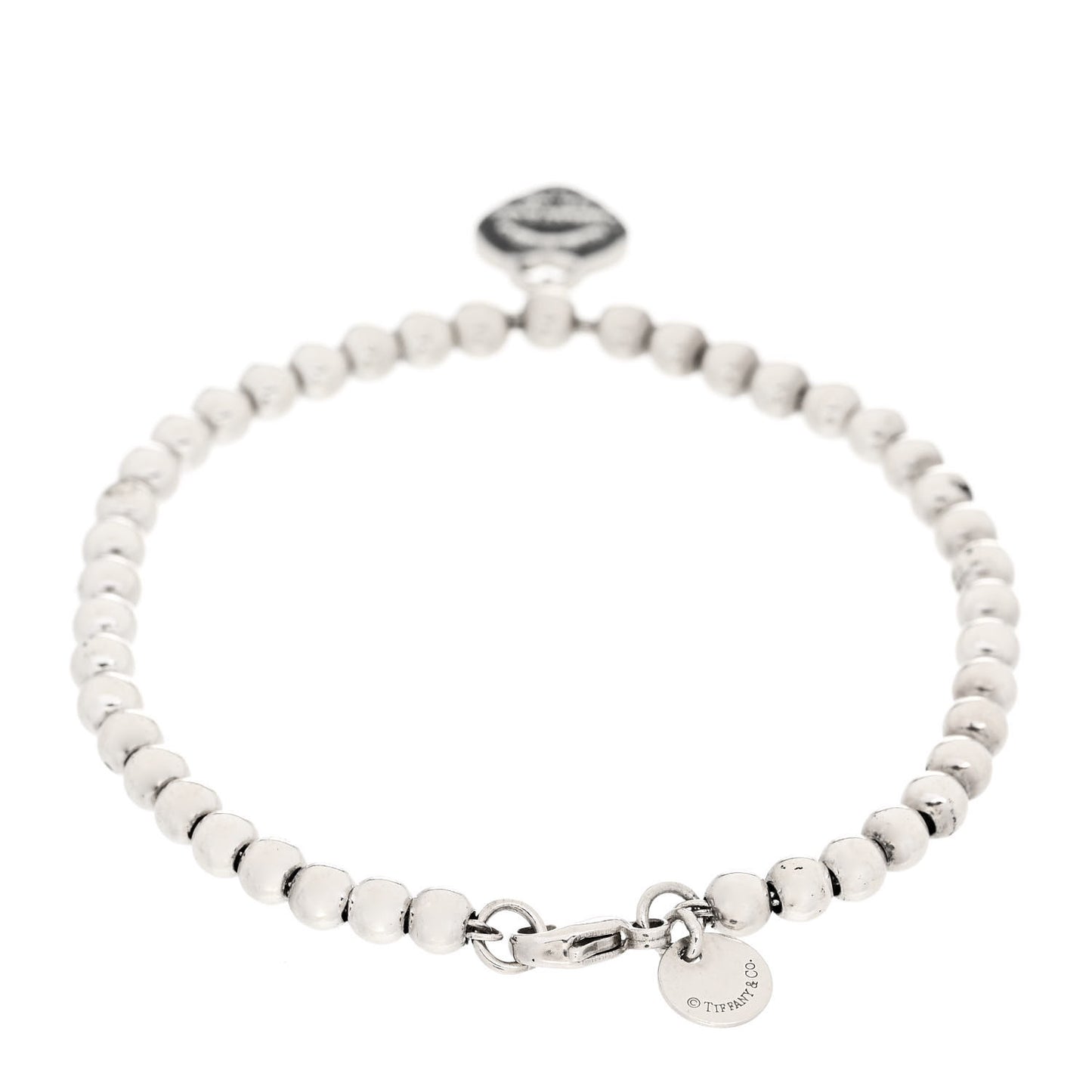 Sterling Silver 4mm Return to Tiffany Heart Tag Bead Bracelet