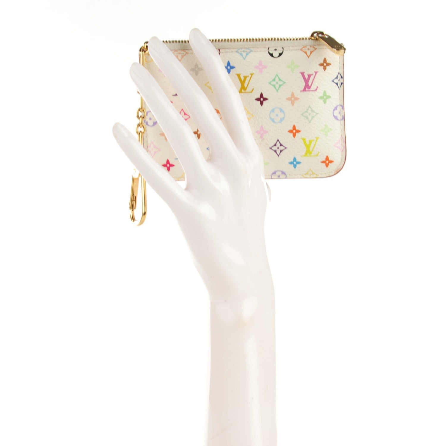 Louis Vuitton Monogram Multicolor Key Pouch White Litchi 3 of 16