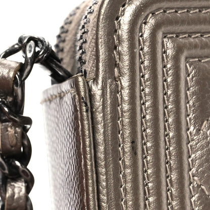 Chanel Metallic Caviar Quilted Small Boy Clutch With Chain Copper 15 of 17