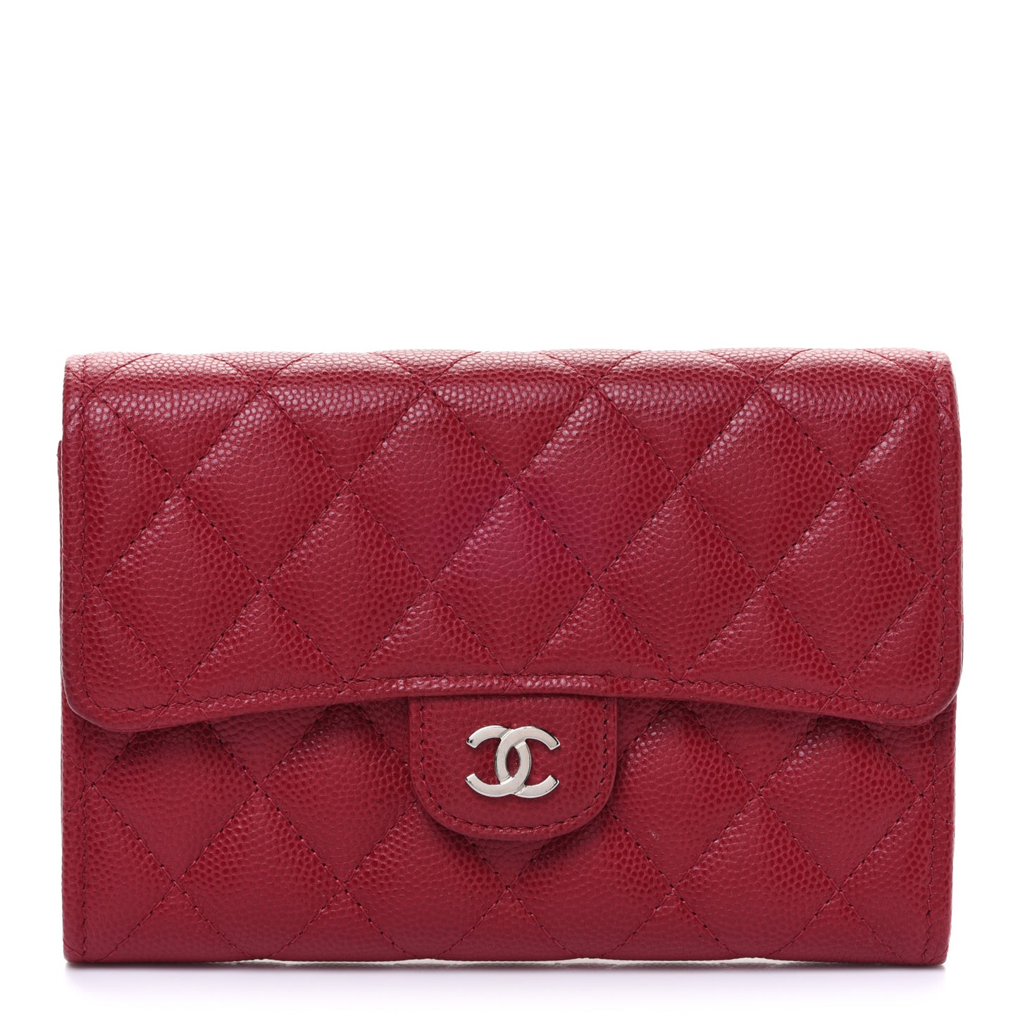 Caviar Quilted Medium Flap Wallet Dark Pink