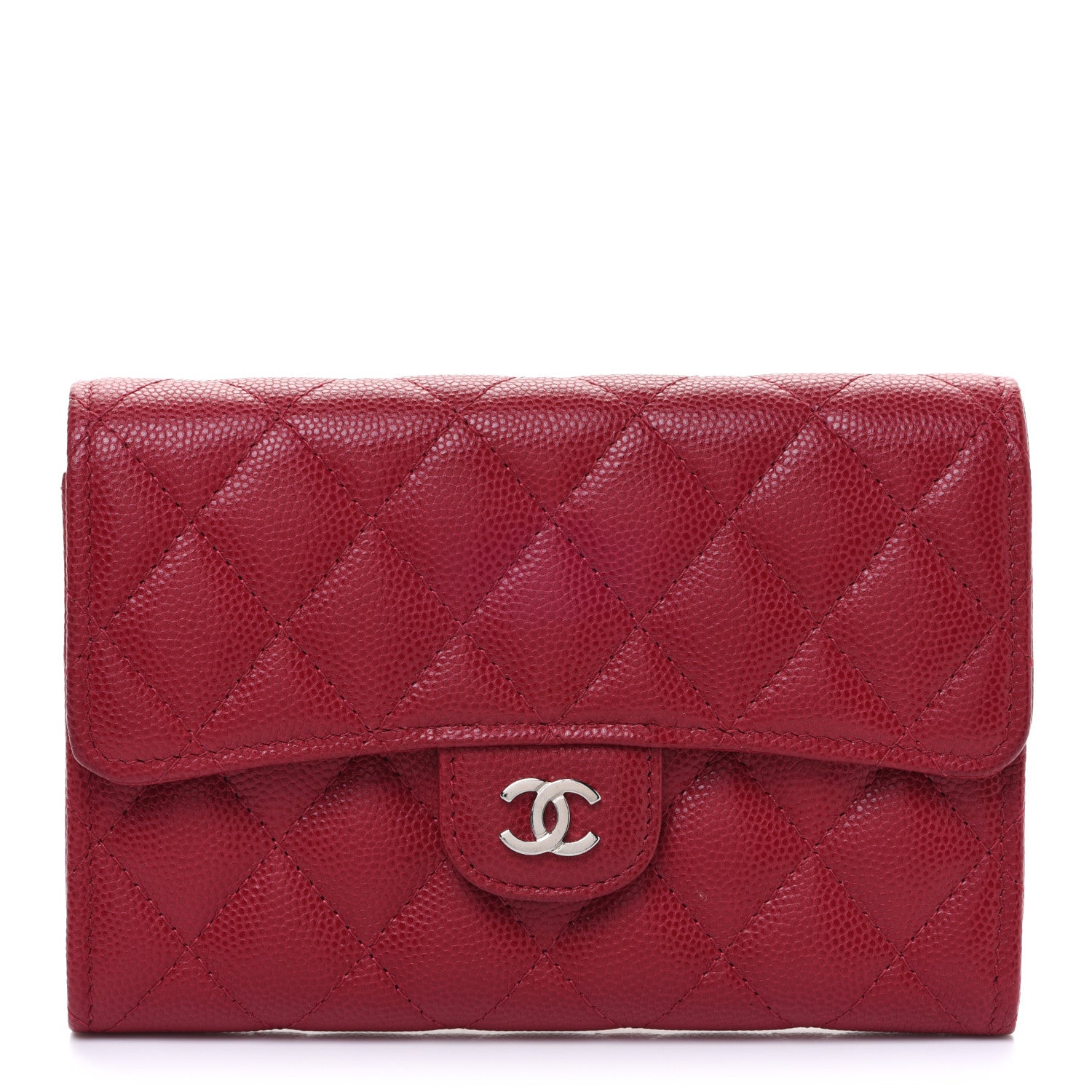 Chanel Caviar Quilted Medium Flap Wallet Dark Pink 1 of 11