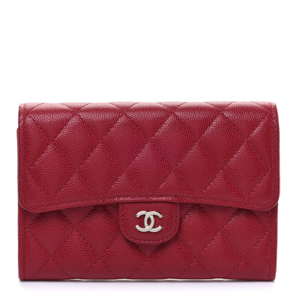 Chanel Caviar Quilted Medium Flap Wallet Dark Pink 1 of 11