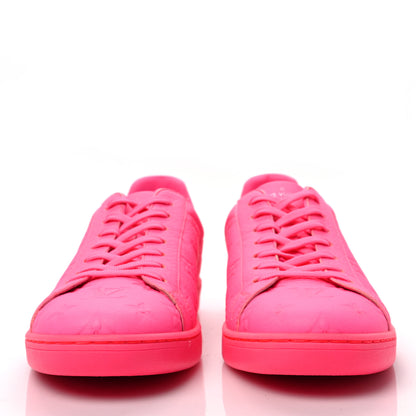 Louis Vuitton Grained Calfskin Embossed Monogram Mens Luxembourg Sneakers 6.5 Fluo Pink 2 of 8