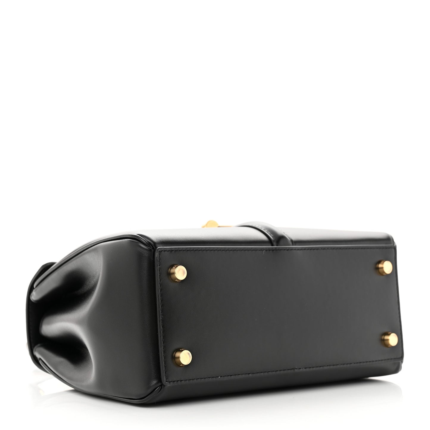 Satinated Calfskin Small 16 Top Handle Bag Black