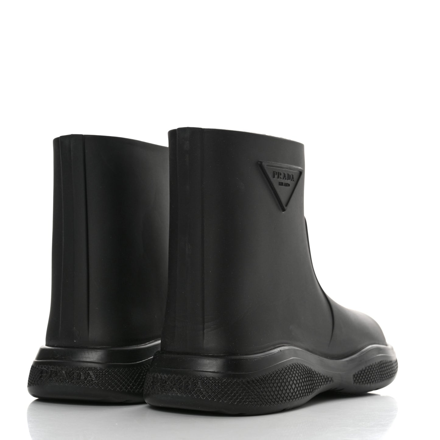 Soft Mellow Rubber Triangle Logo Embossed Womens 25mm Booties 39 Black