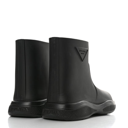 Prada Soft Mellow Rubber Triangle Logo Embossed Womens 25mm Booties 39 Black 4 of 9