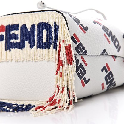 Fendi X FILA Calfskin F is Fendi Mania Fringe Mini Mon Tresor Bucket Bag White 10 of 10