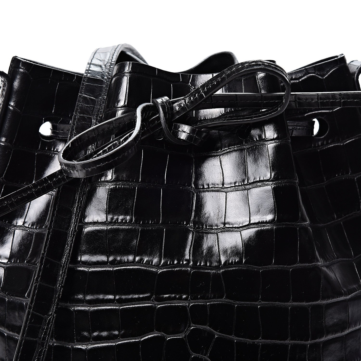 Mansur Gavriel Crocodile Embossed Mini Bucket Bag Black 7 of 9