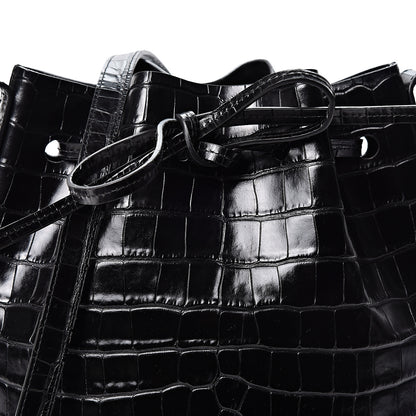 Mansur Gavriel Crocodile Embossed Mini Bucket Bag Black 7 of 9