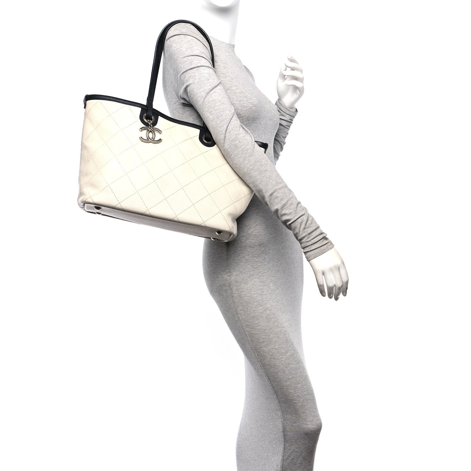 Chanel Grained Calfskin Shopping Fever Tote White 3 of 10