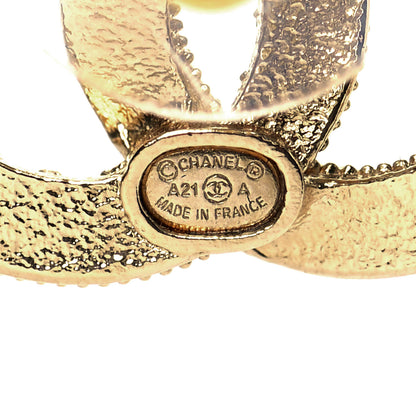 Chanel Crystal Pearl CC Earrings Gold 4 of 4