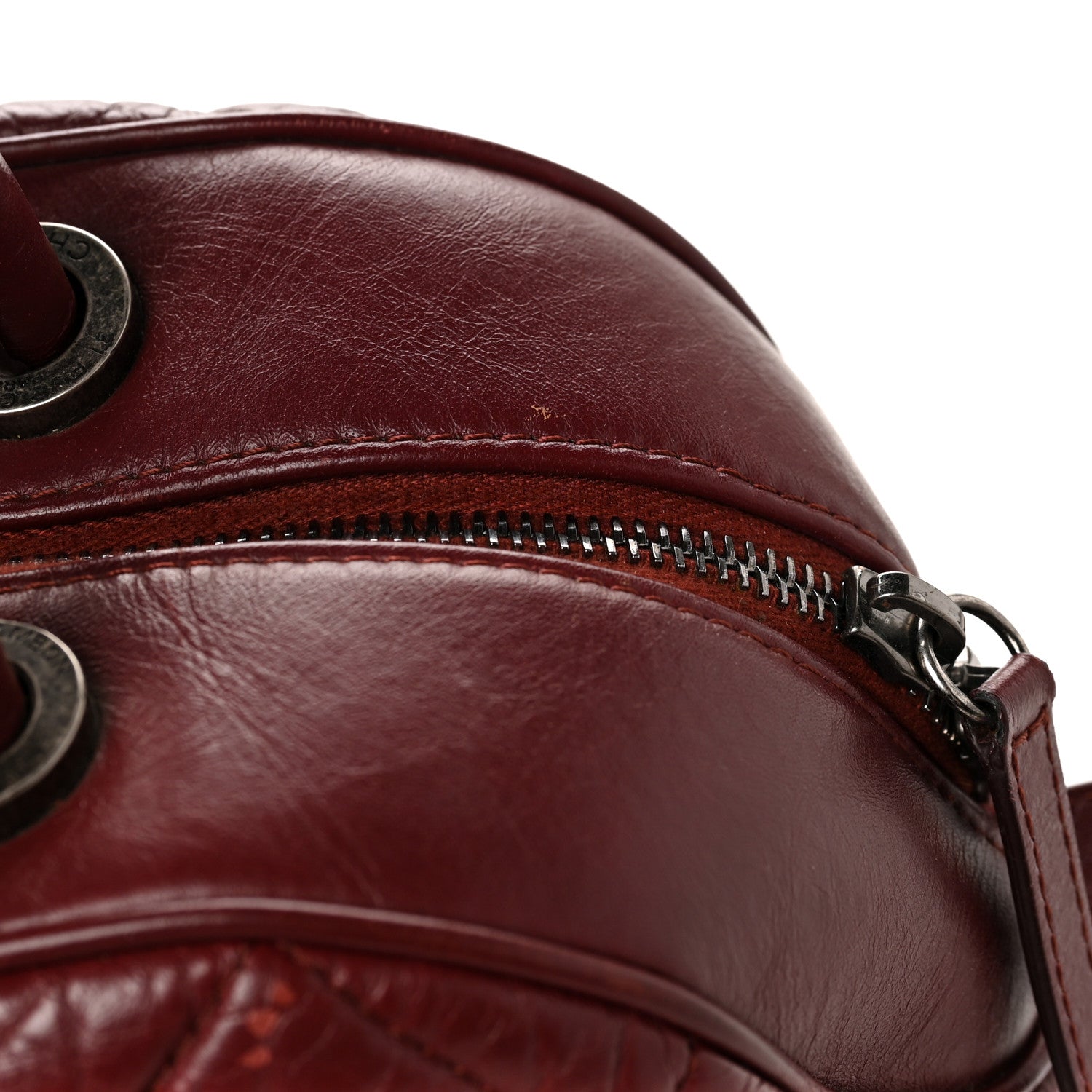 Chanel Aged Calfskin Small Bowling Bag Burgundy 12 of 13