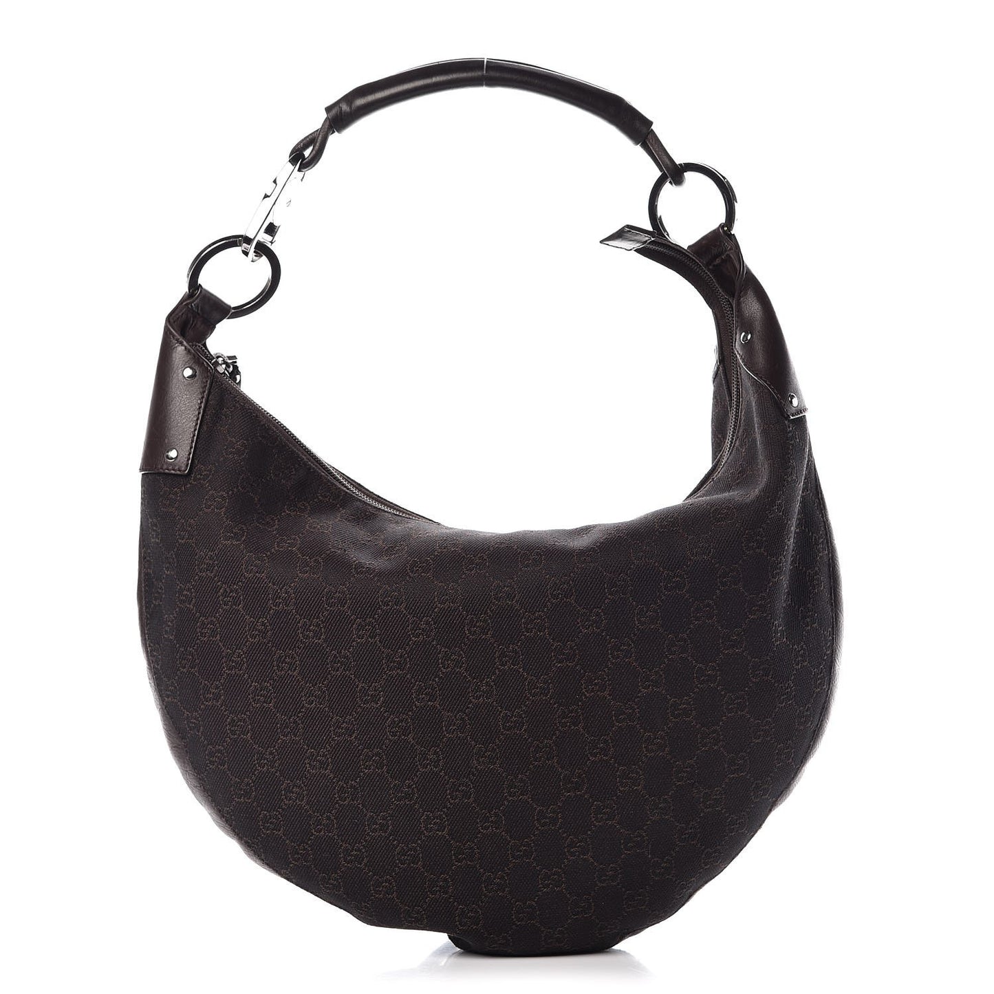 Denim Monogram Half Moon Hobo Dark Brown