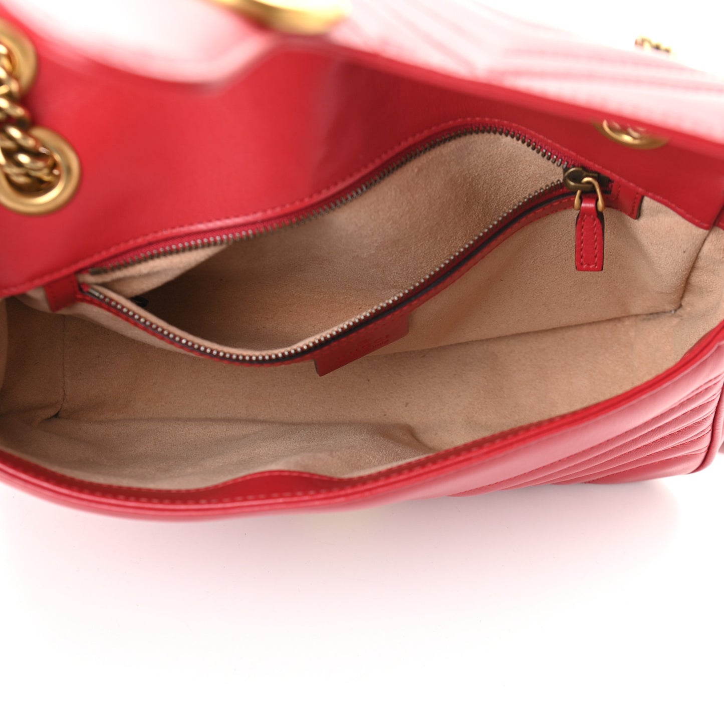 Calfskin Matelasse Small GG Marmont Shoulder Bag Hibiscus Red