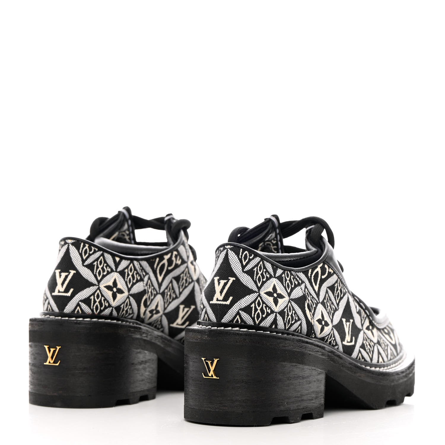 Louis Vuitton Jacquard Calfskin Since 1854 Beaubourg Platform Derby 37 Gray 4 of 11
