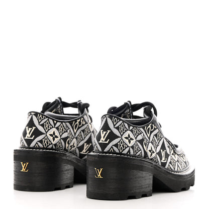 Louis Vuitton Jacquard Calfskin Since 1854 Beaubourg Platform Derby 37 Gray 4 of 11