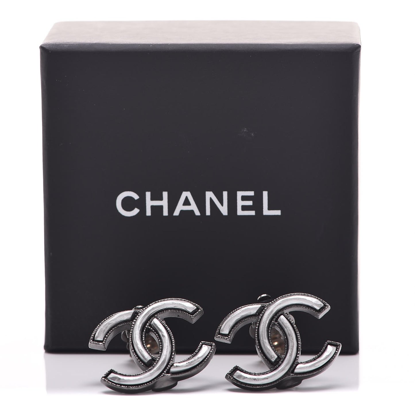 Ruthenium CC Clip On Earrings Silver