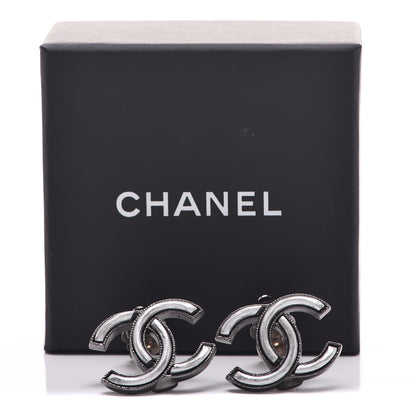 Chanel Ruthenium CC Clip On Earrings Silver 5 of 5