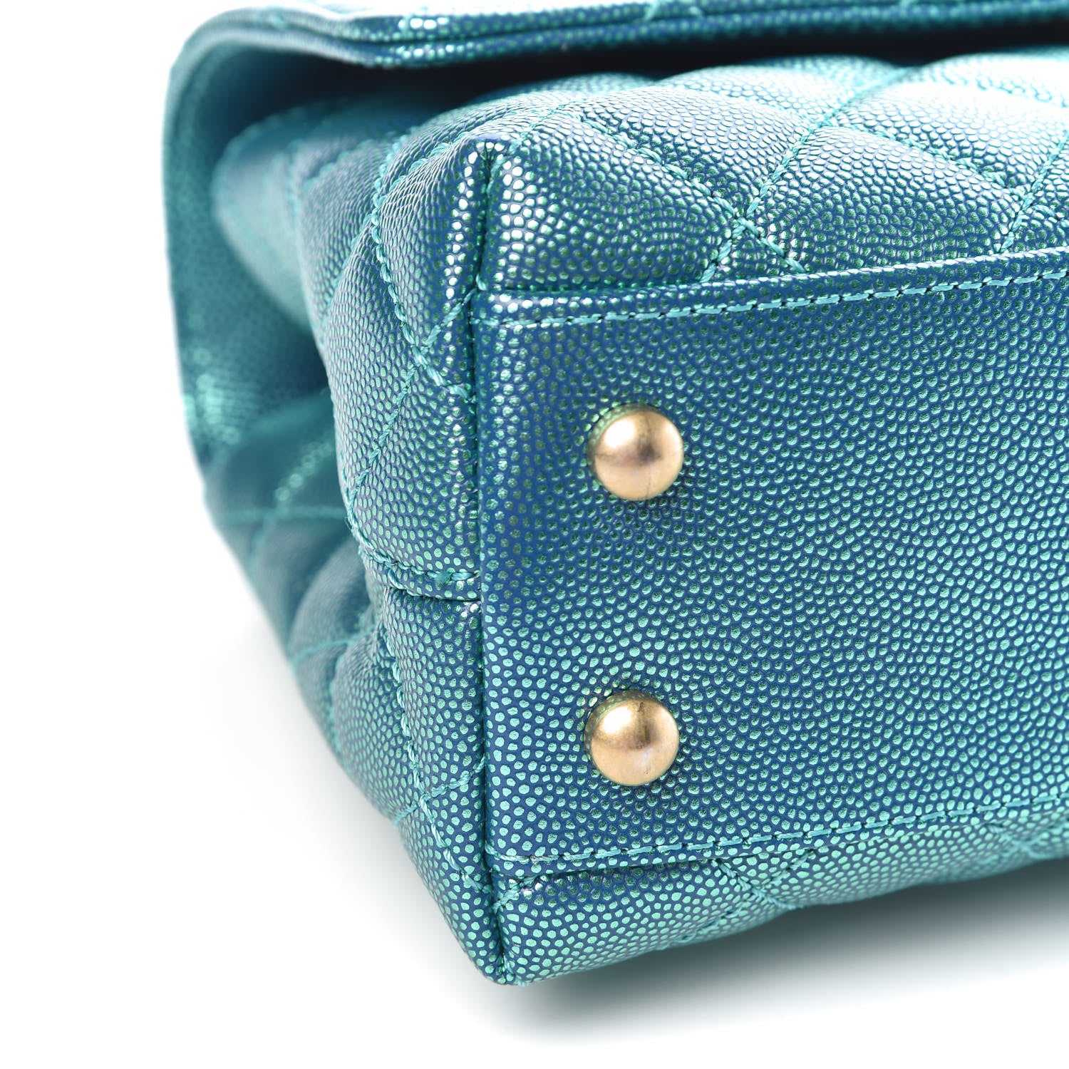 Chanel Metallic Caviar Quilted Mini Coco Handle Flap Blue 10 of 12
