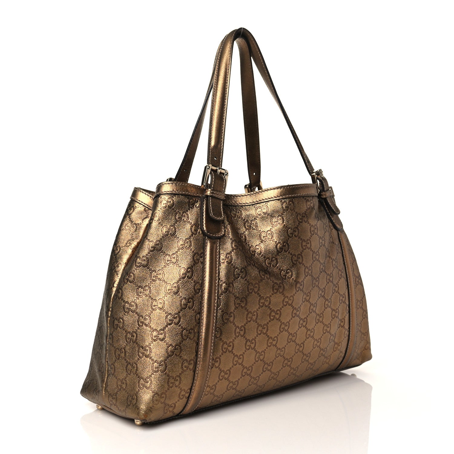 Gucci Metallic Guccissima Medium Britt Tote Gold 3 of 11