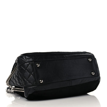 Chanel Pony Hair Lambskin Quilted Kiss Lock Frame Bag Black 3 of 9