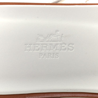 Hermes Box Calfskin Oran Sandals 37.5 White 6 of 9