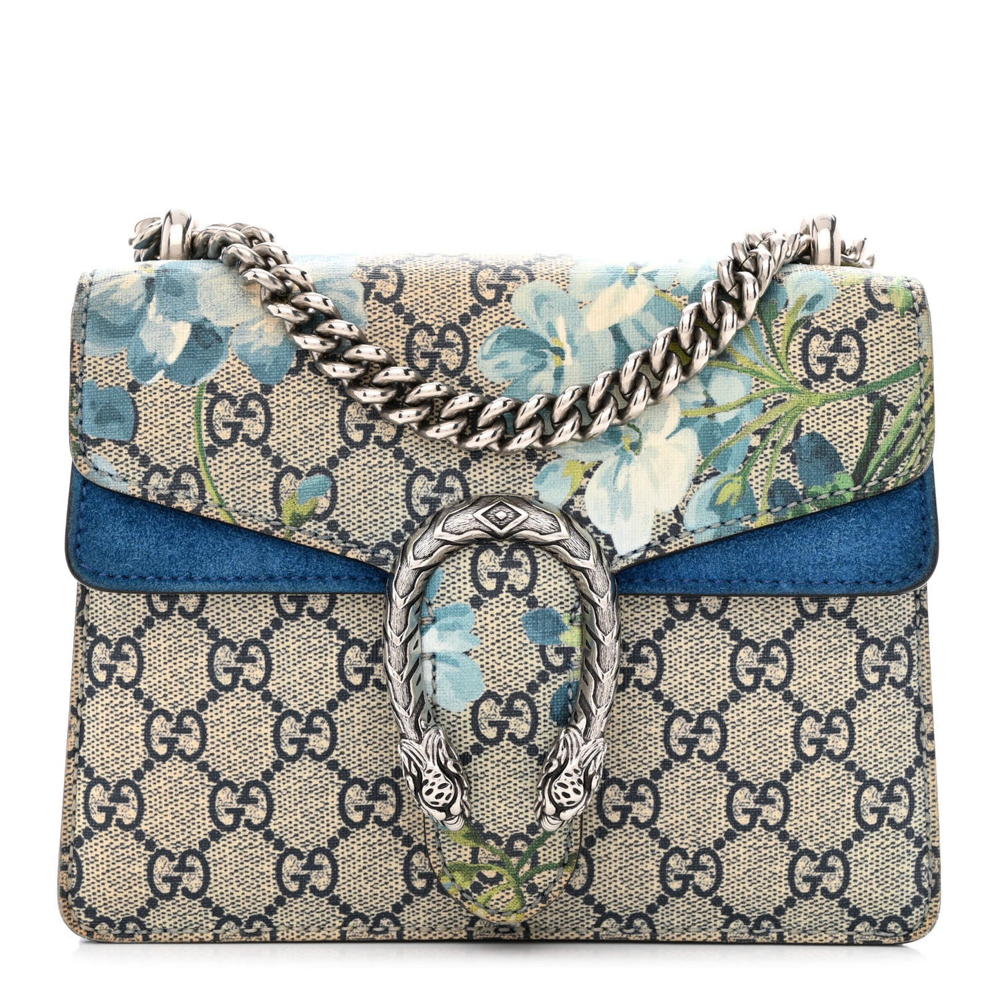 GG Supreme Monogram Blooms Mini Dionysus Shoulder Bag Beige Navy Vintage Blue