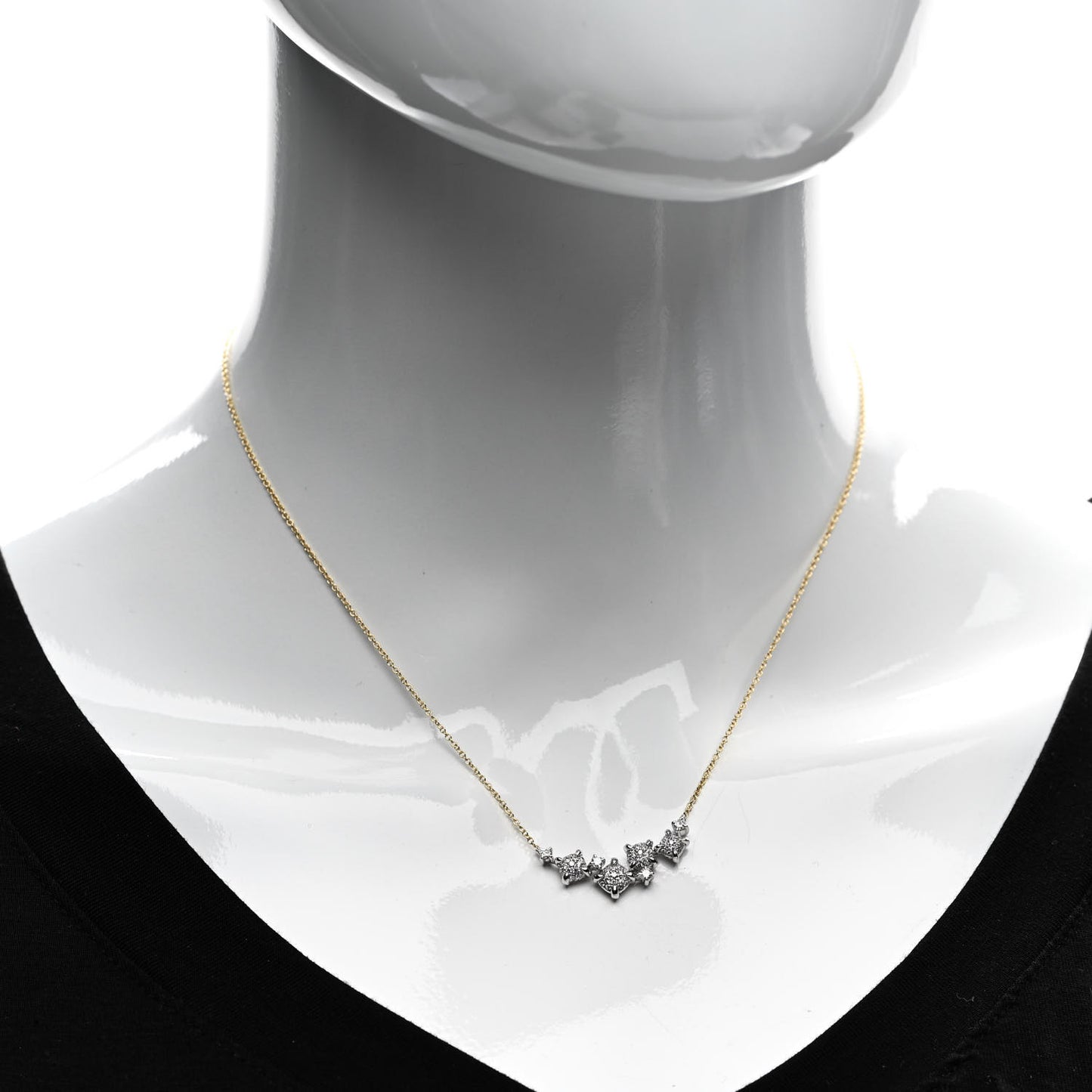 18K Yellow White Gold Diamond Precious Chatelaine Necklace