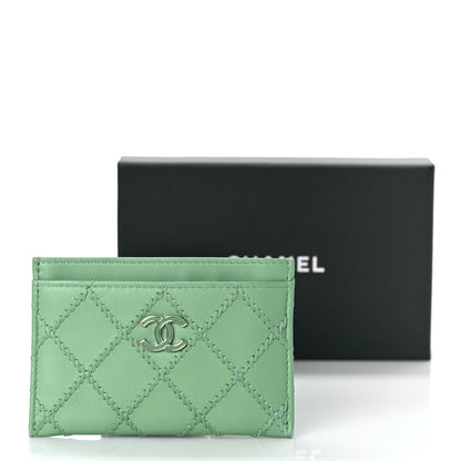 Chanel Lambskin Double Stitch Card Holder Green 11 of 11