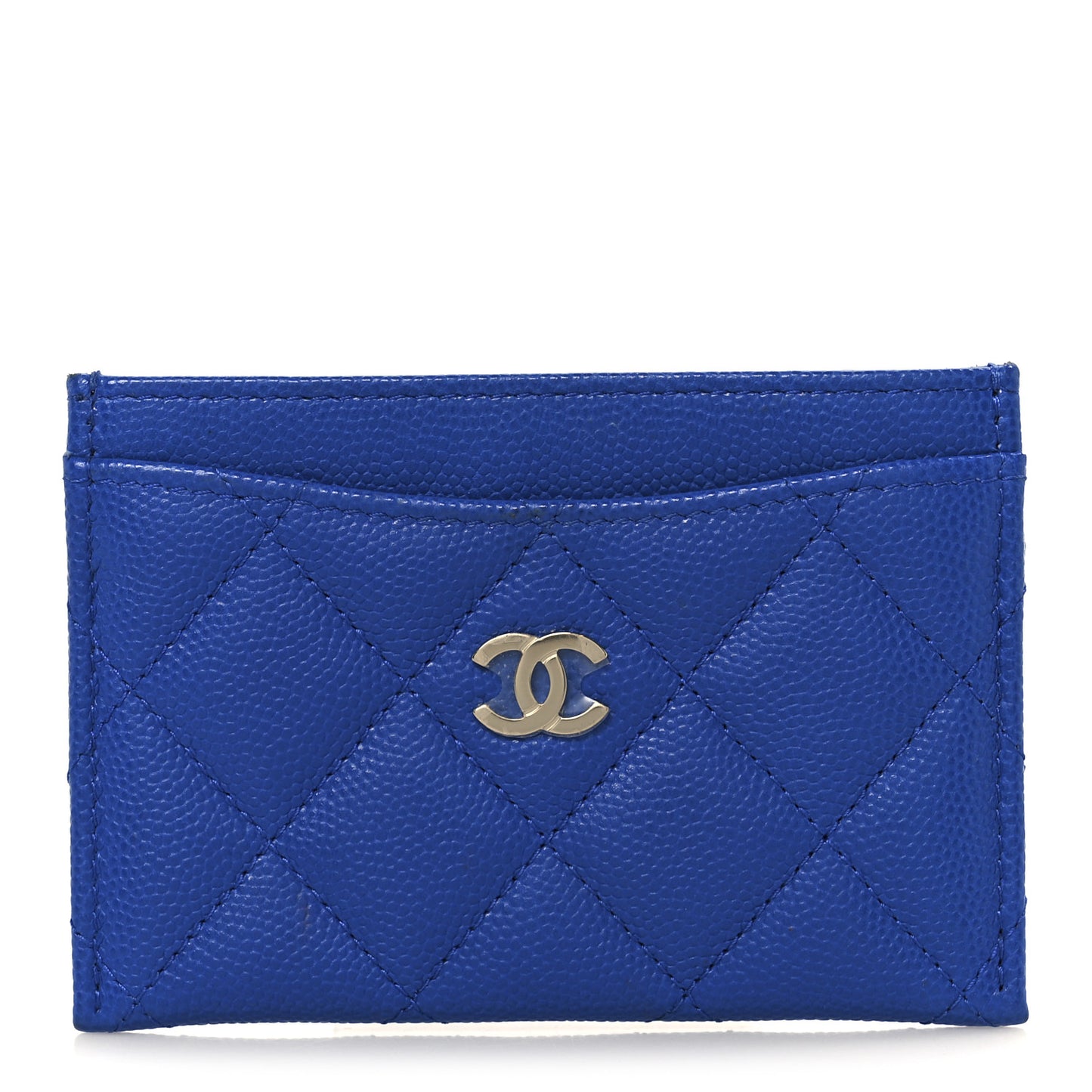 Caviar Quilted Card Holder Blue