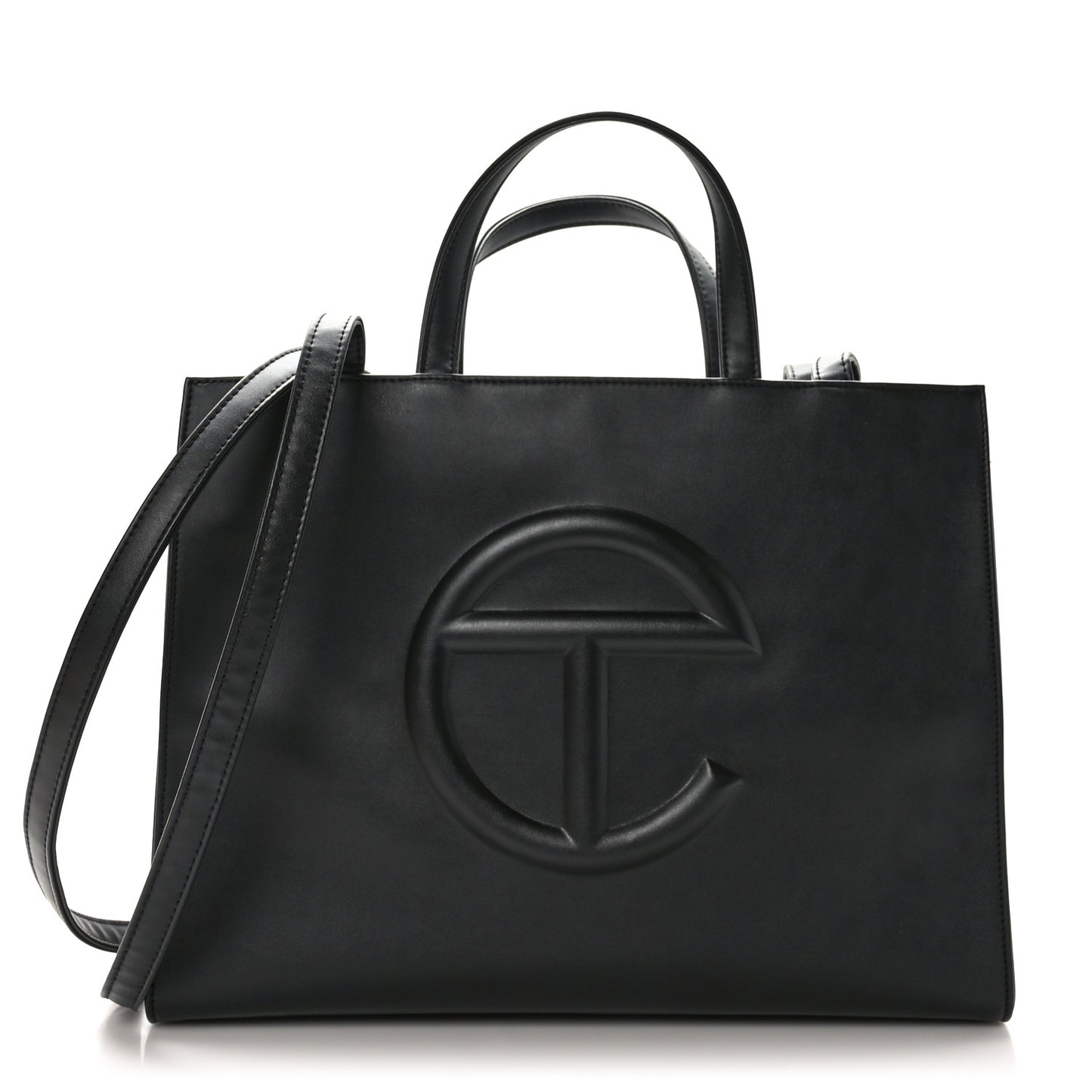 Vegan Leather Medium Shopping Bag Black