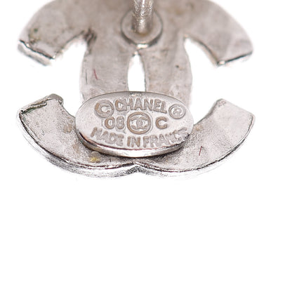 Chanel Crystal Mini Timeless CC Earrings Silver 3 of 5