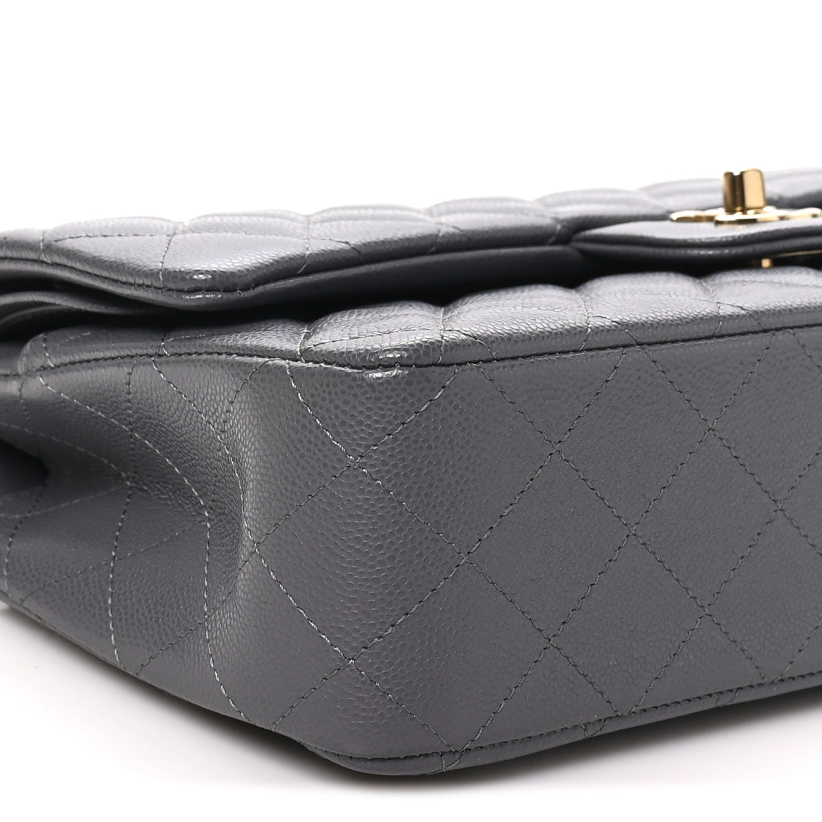 Chanel Caviar Quilted Medium Double Flap Dark Grey 9 of 10