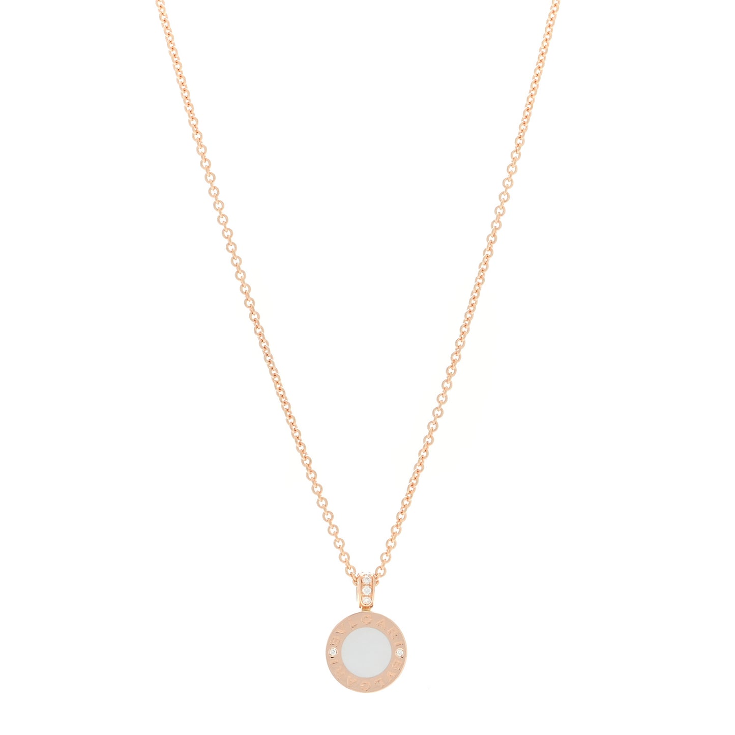 18K Rose Gold Diamond Black Onyx Mother of Pearl BVLGARI BVLGARI Pendant Necklace