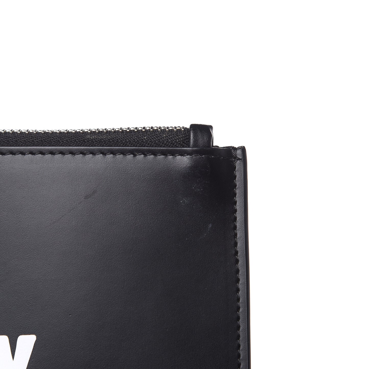 Calfskin Medium Logo Pouch Black