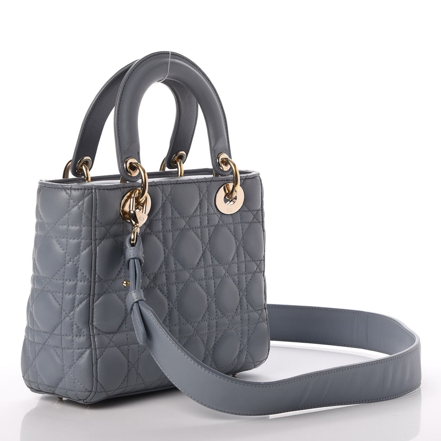 Lambskin Cannage Small Lucky Badges My Lady Dior Grey