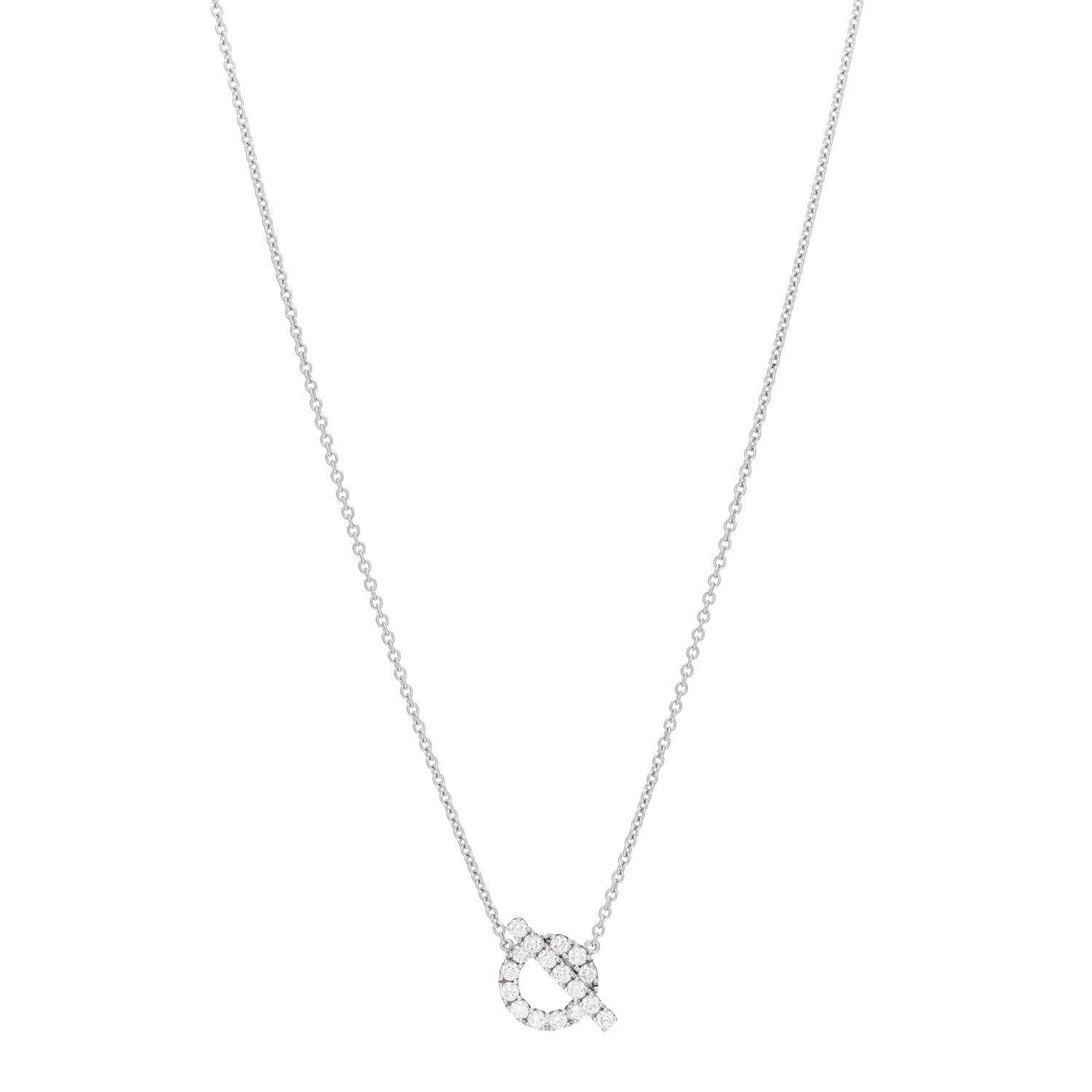 Hermes 18K White Gold Diamond Finesse Pendant Necklace 1 of 5