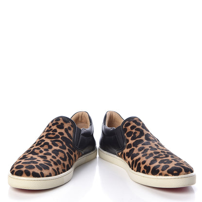 Christian Louboutin Pony Hair Jaguar Print Womens Master Key Flat Skate Sneakers 38 Brown Black 8 of 10