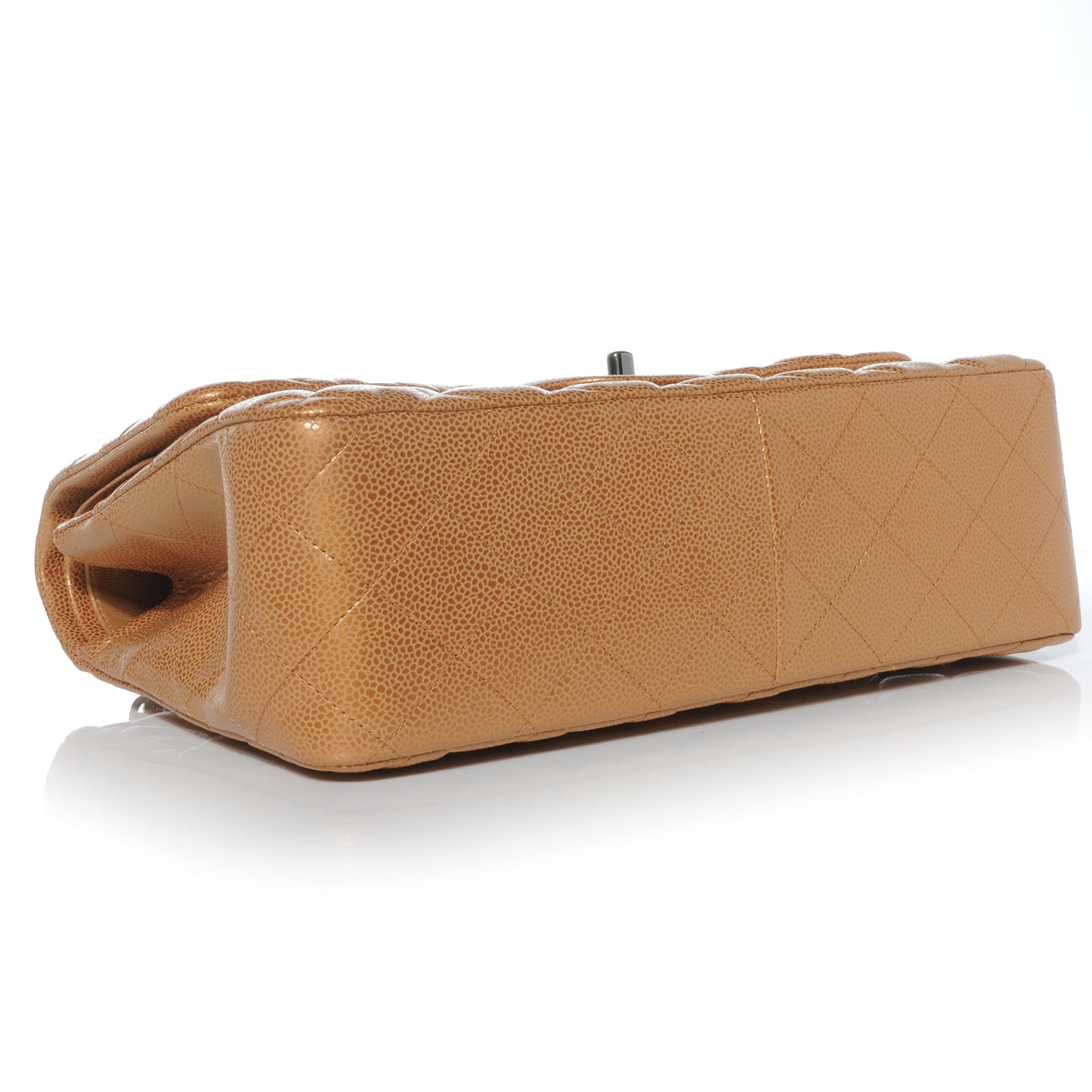 Metallic Caviar Quilted Jumbo Double Flap Copper