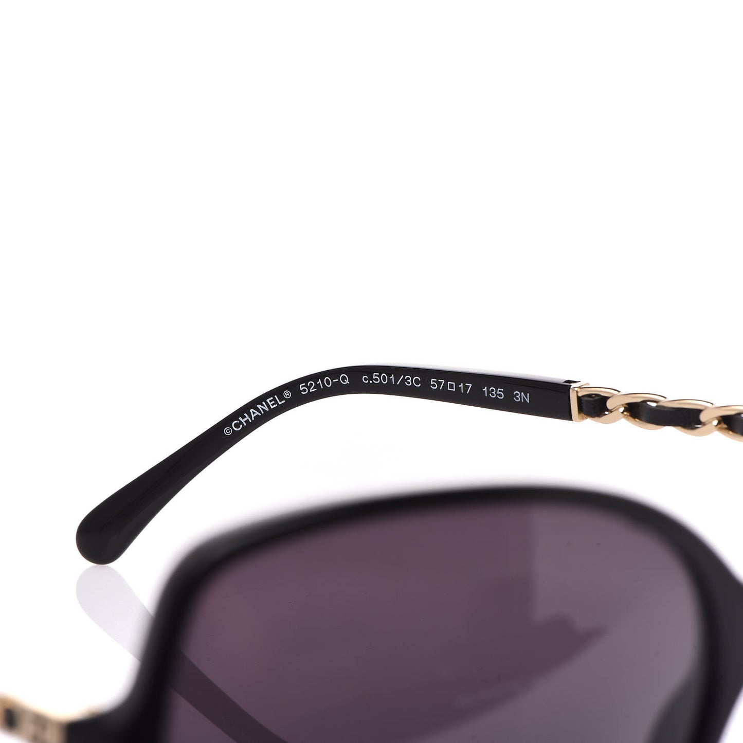 Lambskin Square Chain Sunglasses 5210-Q Black