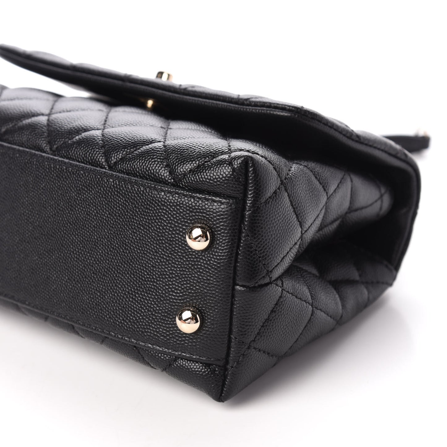 Caviar Quilted Mini Coco Handle Flap Black