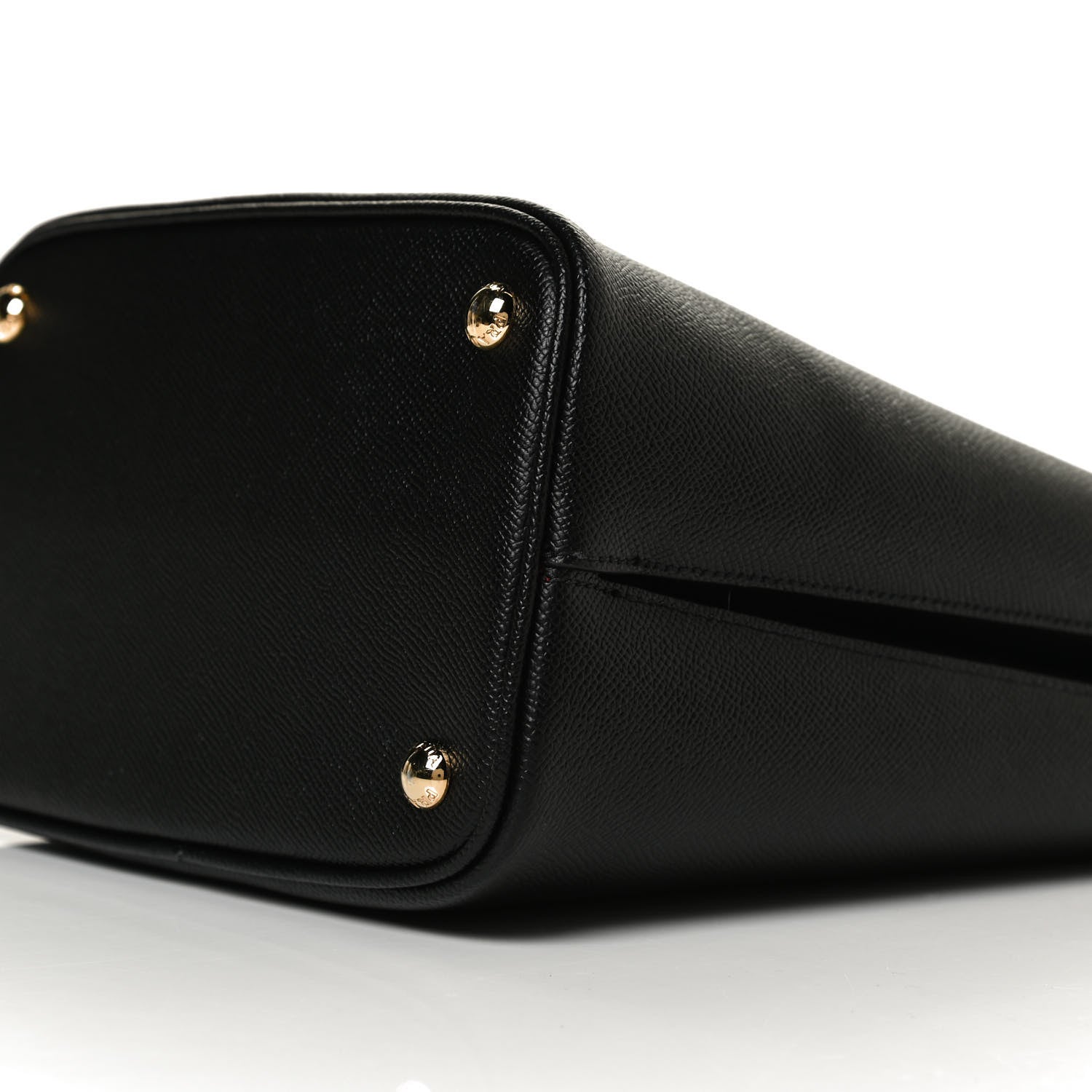 Prada Saffiano Cuir Medium Panier Bucket Bag Black Fuoco 8 of 9