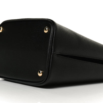 Prada Saffiano Cuir Medium Panier Bucket Bag Black Fuoco 8 of 9