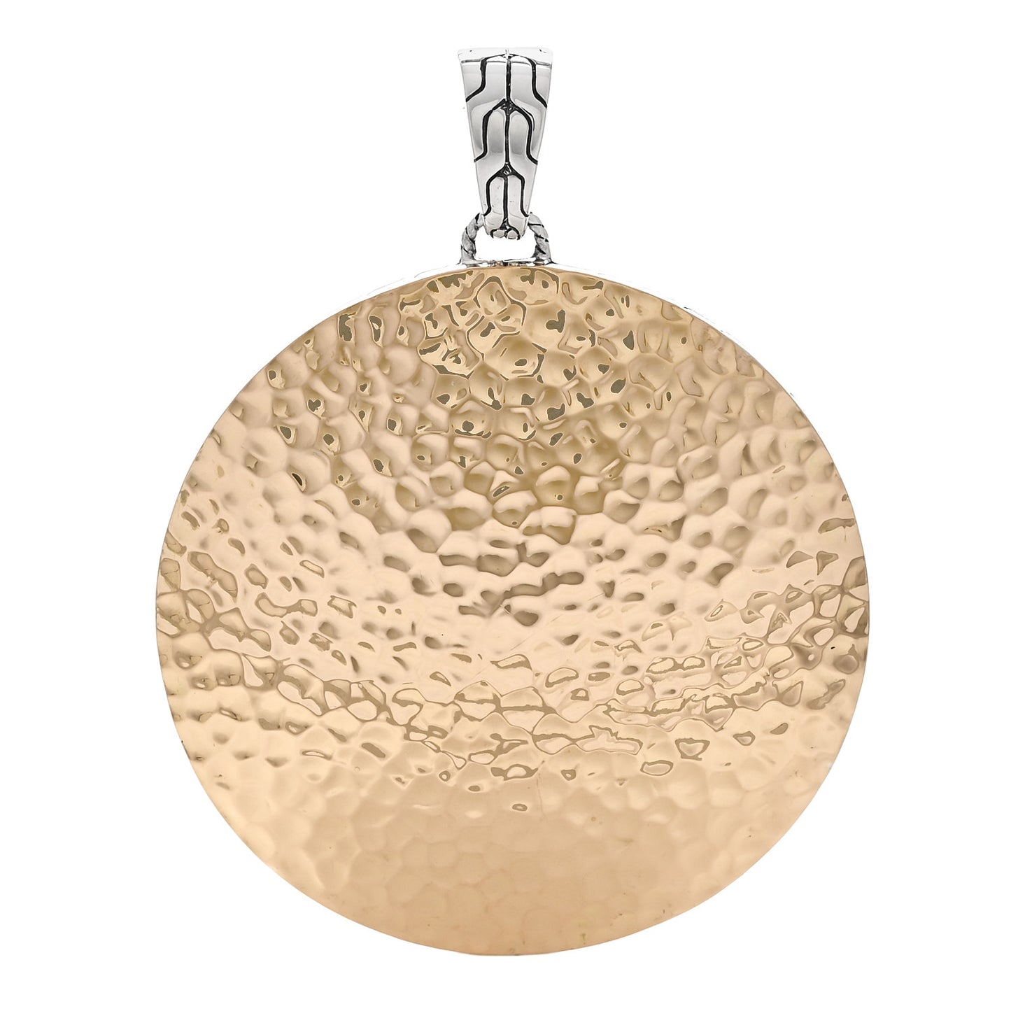 Sterling Silver 18K Yellow Gold Palu Hammered Disc Pendant
