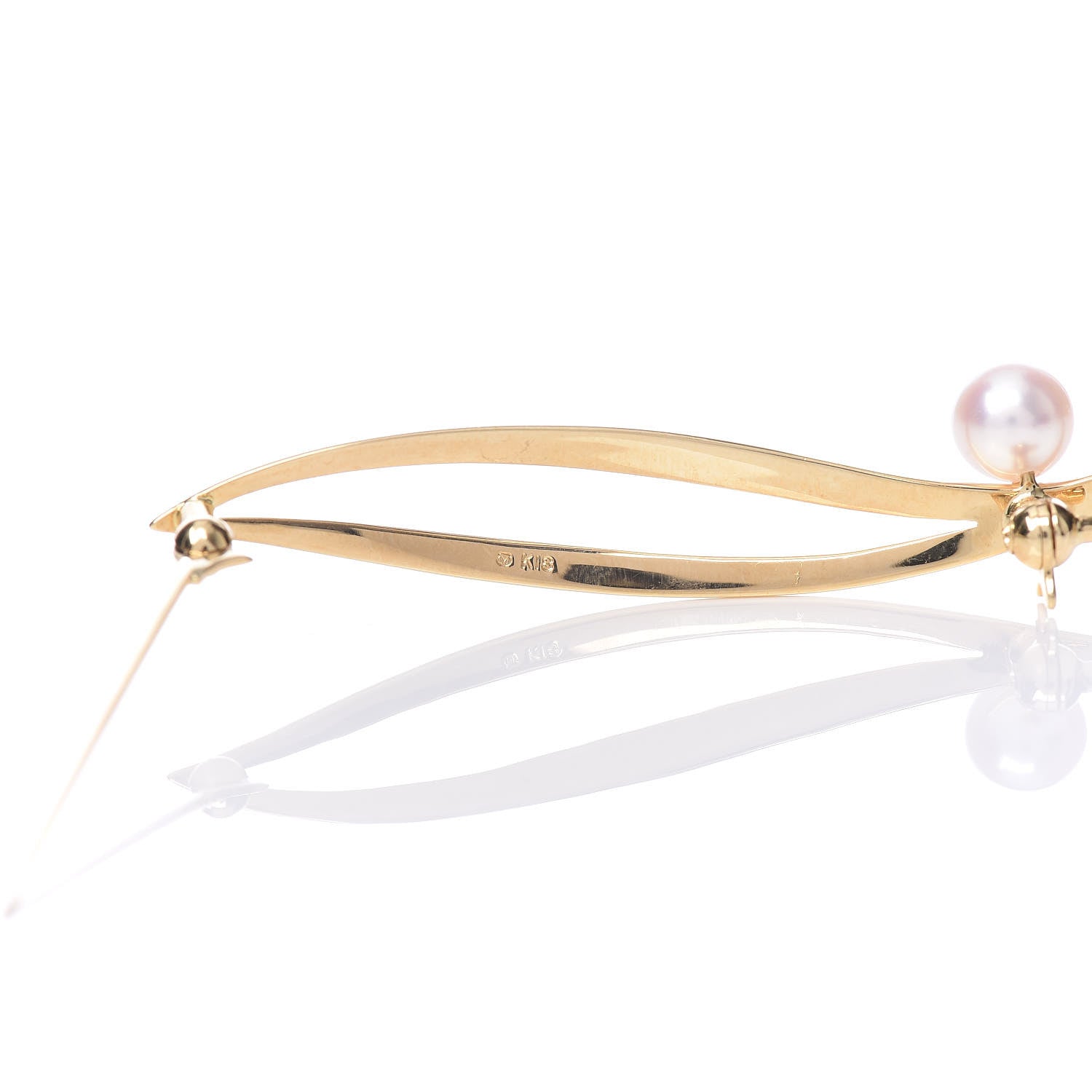 Mikimoto 18K Yellow Gold Akoya Pearl 6mm Brooch 5 of 5