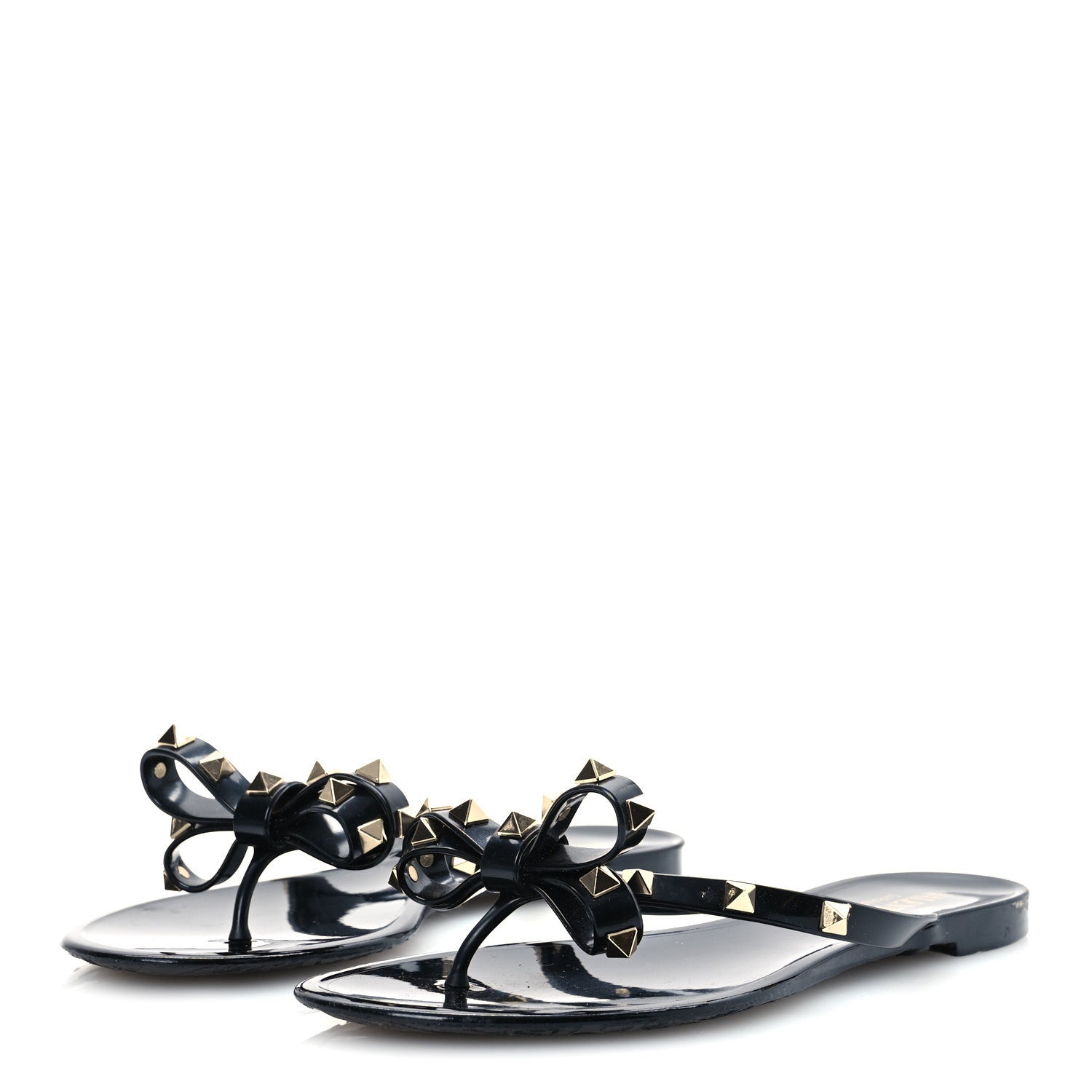 Valentino Garavani PVC Jelly Rockstud Bow Thong Sandals 38 Black 6 of 24