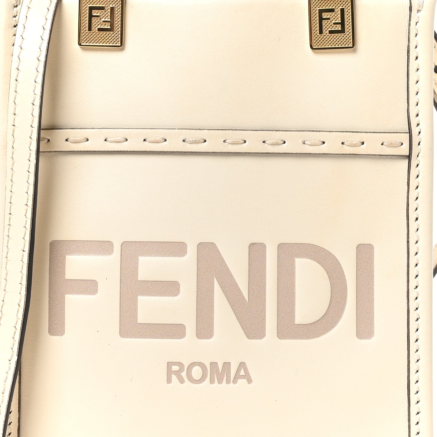 Fendi Vitello King Plexiglass Logo Embossed Mini Fendi Sunshine Shopper Tote White Ice 8 of 10