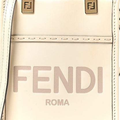 Fendi Vitello King Plexiglass Logo Embossed Mini Fendi Sunshine Shopper Tote White Ice 8 of 10