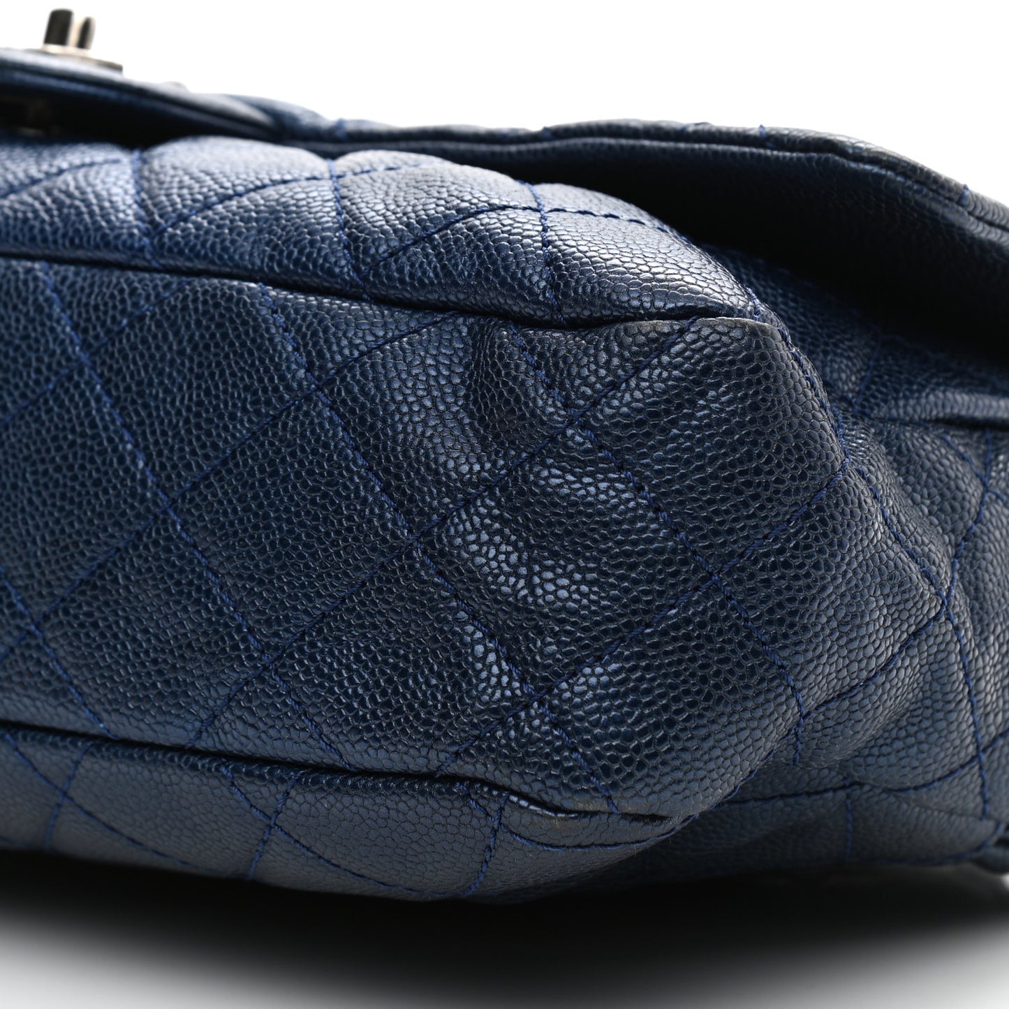 Iridescent Caviar Quilted Jumbo Easy Flap Blue
