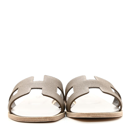 Hermes Epsom Oran Sandals 37 Etoupe 2 of 9